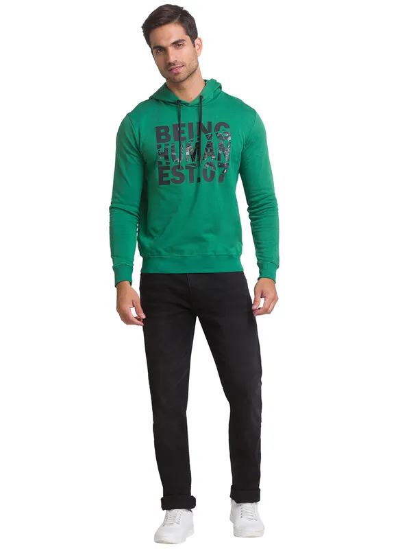 Being Human Regular Fit Men Hooded Hoody-Green