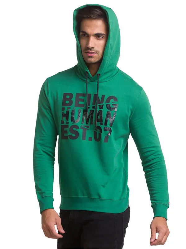 Being Human Regular Fit Men Hooded Hoody-Green