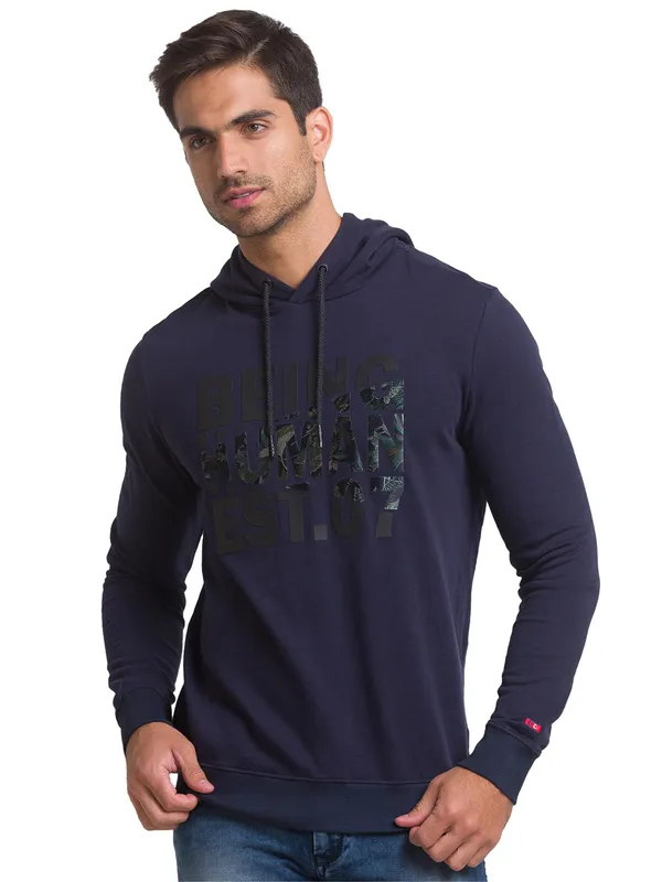 Being Human Regular Fit Men Hooded Hoody-Navy