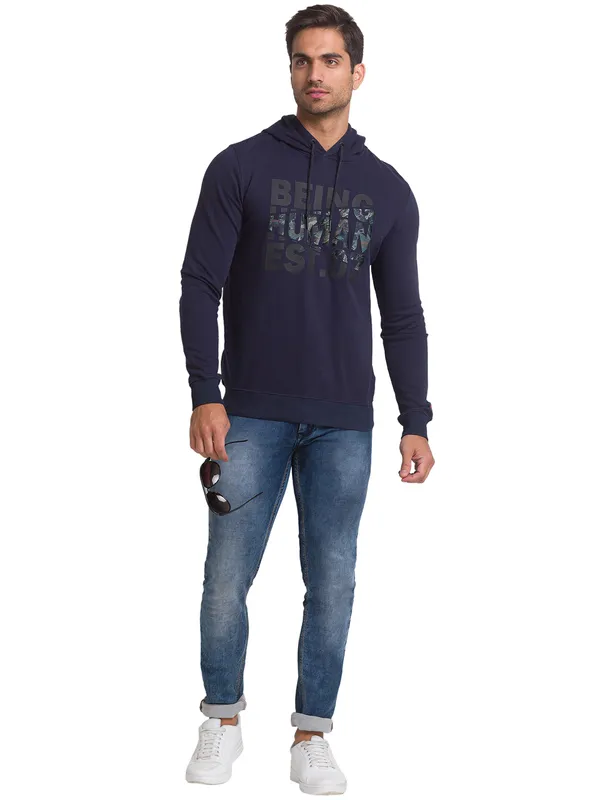 Being Human Regular Fit Men Hooded Hoody-Navy