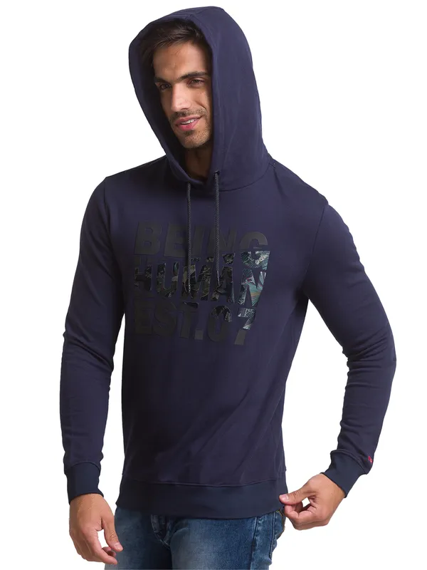 Being Human Regular Fit Men Hooded Hoody-Navy