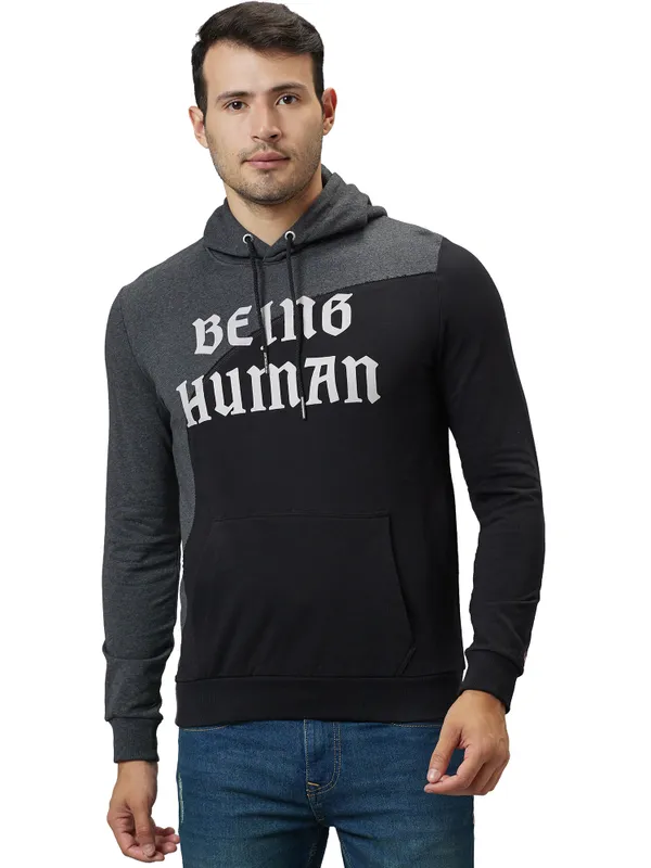 Being Human Regular Fit Men Hooded Hoody-Anthra Melange