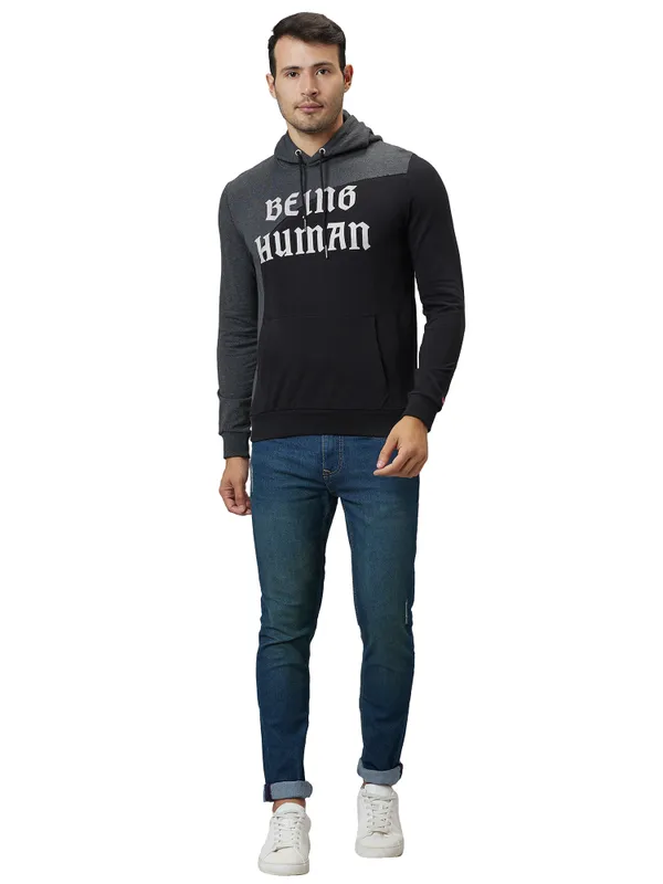 Being Human Regular Fit Men Hooded Hoody-Anthra Melange