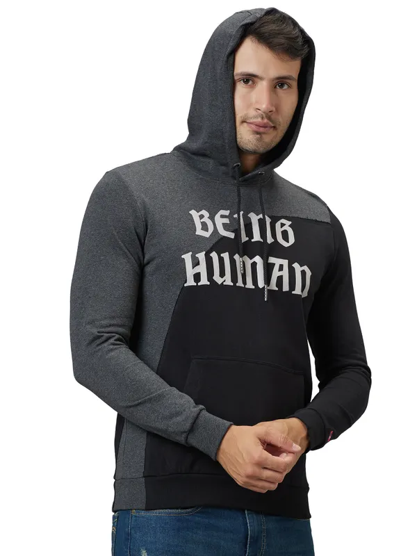 Being Human Regular Fit Men Hooded Hoody-Anthra Melange