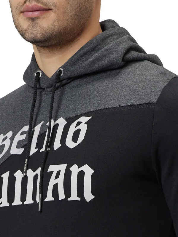 Being Human Regular Fit Men Hooded Hoody-Anthra Melange