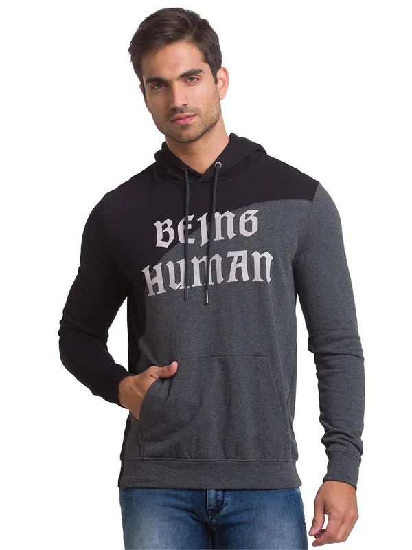 Being Human Regular Fit Men Hooded Hoody-Black