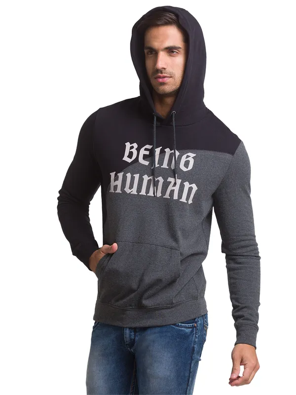 Being Human Regular Fit Men Hooded Hoody-Black