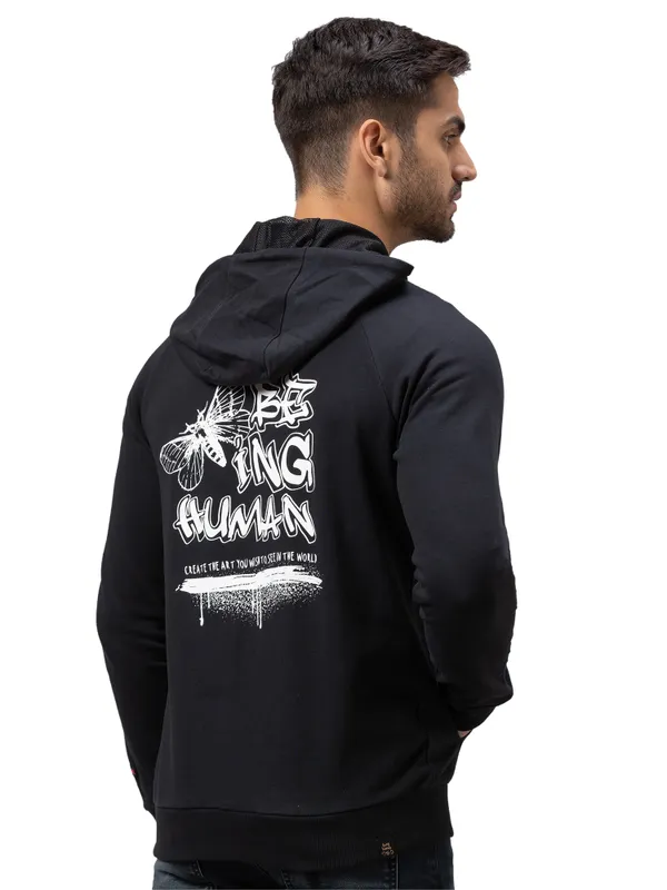 Being Human Regular Fit Men Hooded Hoody-Black