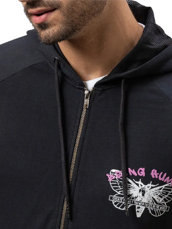 Being Human Regular Fit Men Hooded Hoody-Black