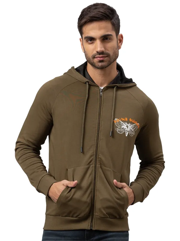 Being Human Regular Fit Men Hooded Hoody-Dark Olive