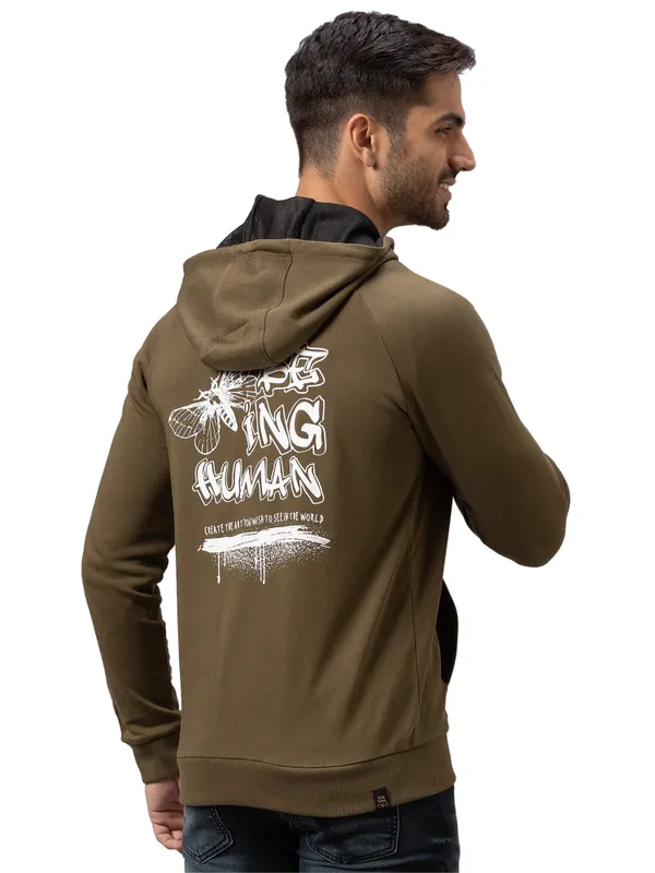 Being Human Regular Fit Men Hooded Hoody-Dark Olive