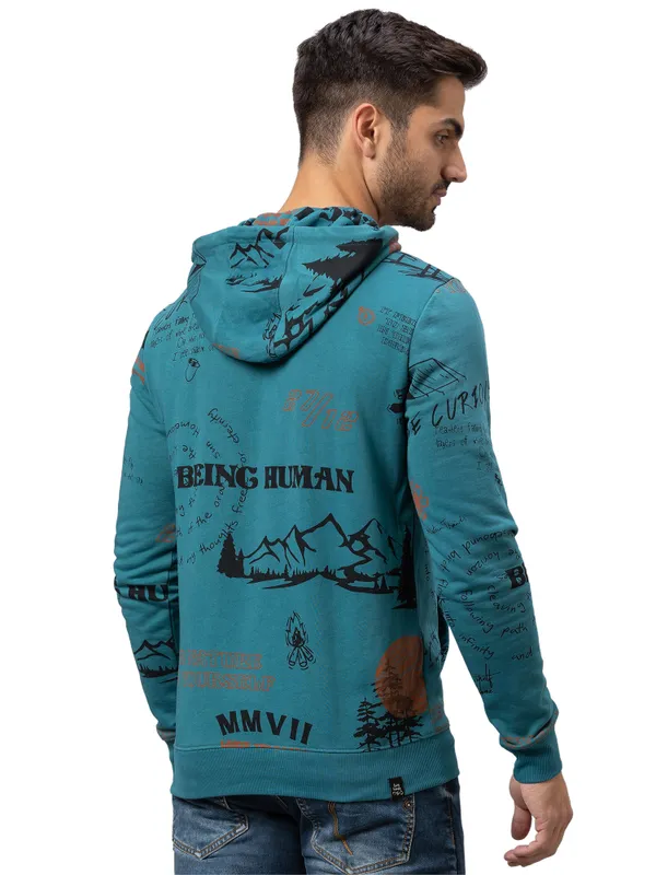 Being Human Regular Fit Men Hooded Hoody-Dark Teal