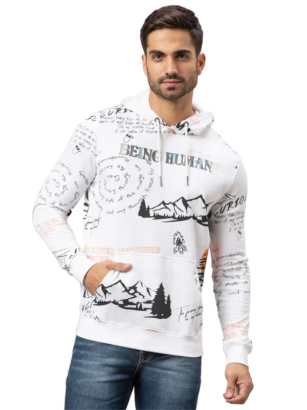 Being Human Regular Fit Men Hooded Hoody-White