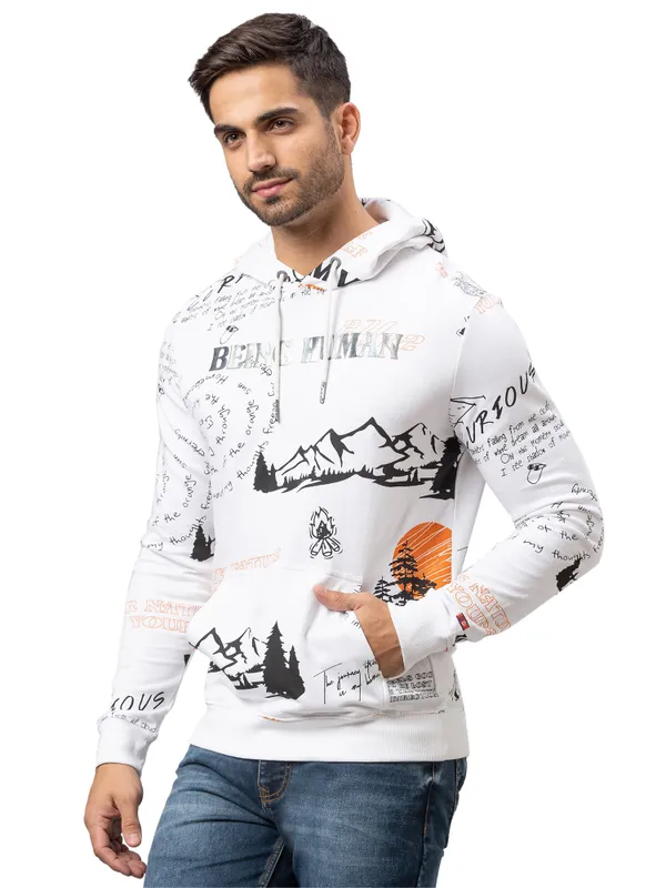 Being Human Regular Fit Men Hooded Hoody-White