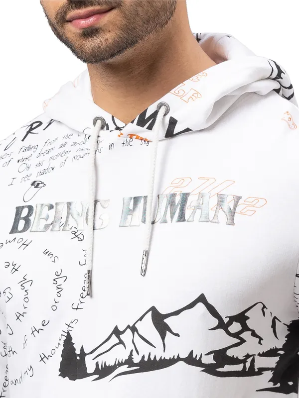 Being Human Regular Fit Men Hooded Hoody-White