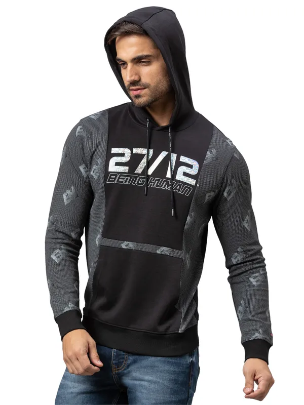 Being Human Regular Fit Men Hooded Hoody Black