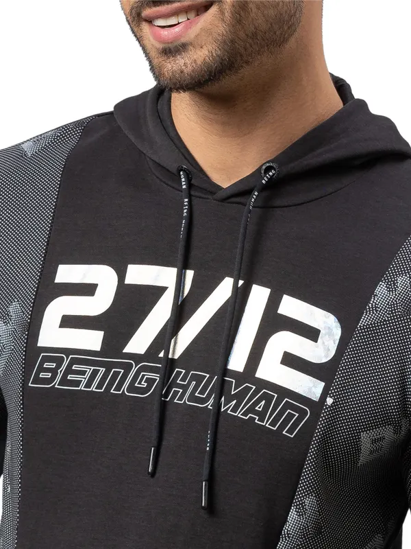 Being Human Regular Fit Men Hooded Hoody-Black