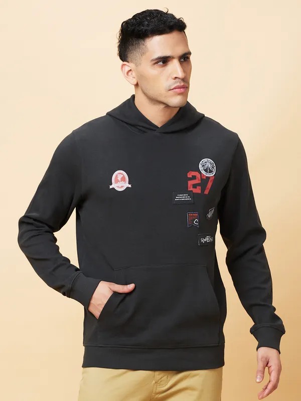Being Human Clothing Mens-Top Hoody Charcoal