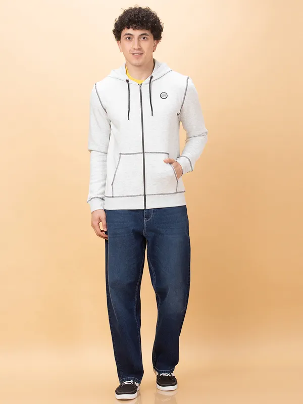 Being Human Clothing Mens-Top Hoody Ecru Mel