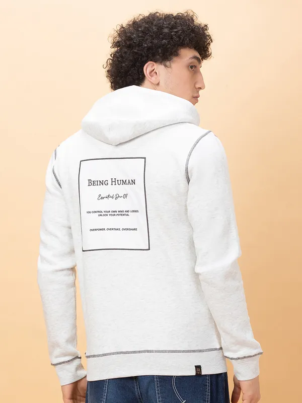 Being Human Clothing Mens-Top Hoody Ecru Mel