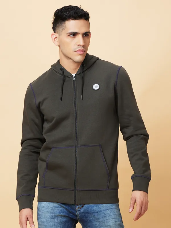 Being Human Clothing Mens-Top Hoody Olive