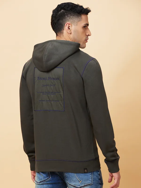 Being Human Clothing Mens-Top Hoody Olive