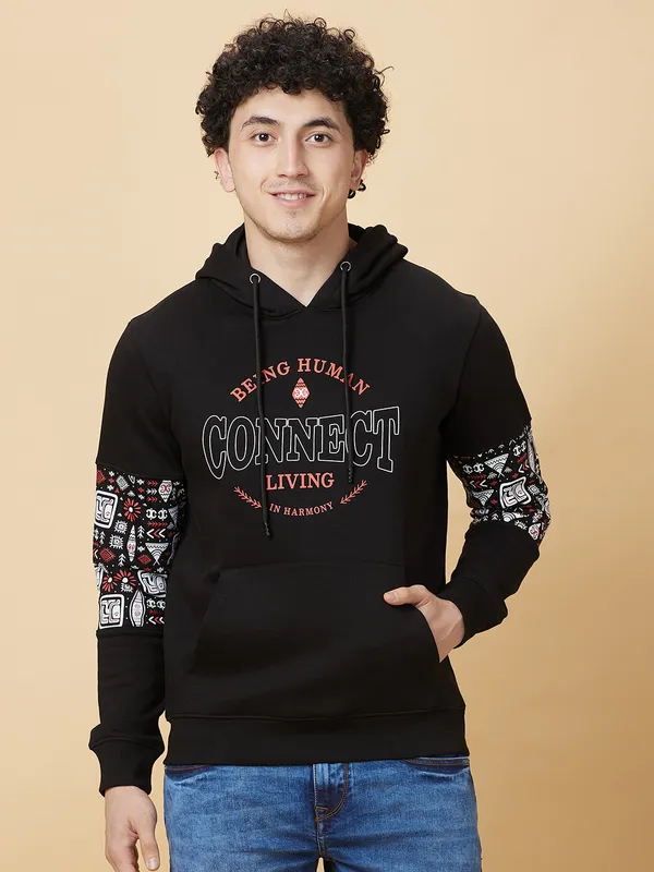 Being Human Clothing Mens-Top Hoody Black