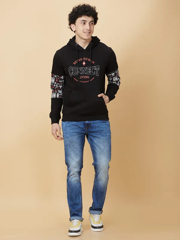 Being Human Clothing Mens-Top Hoody Black
