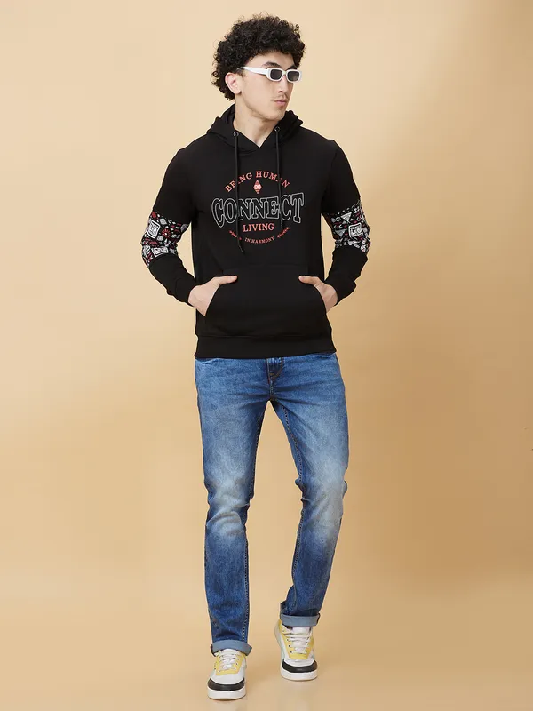 Being Human Clothing Mens-Top Hoody Black