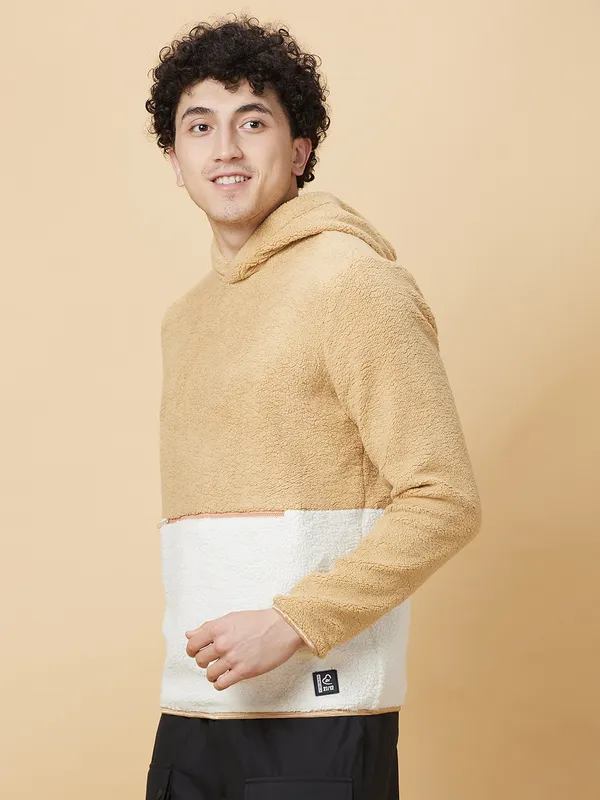 Being Human Mens-Top Hoody Beige & Ecru