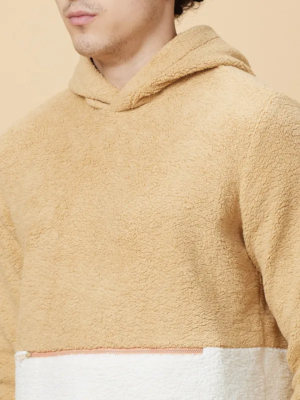 Being Human Mens-Top Hoody Beige & Ecru