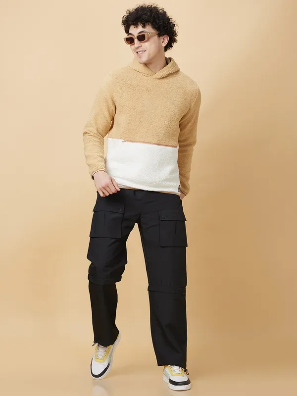 Being Human Mens-Top Hoody Beige & Ecru