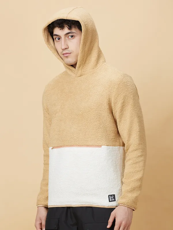 Being Human Mens-Top Hoody Beige & Ecru