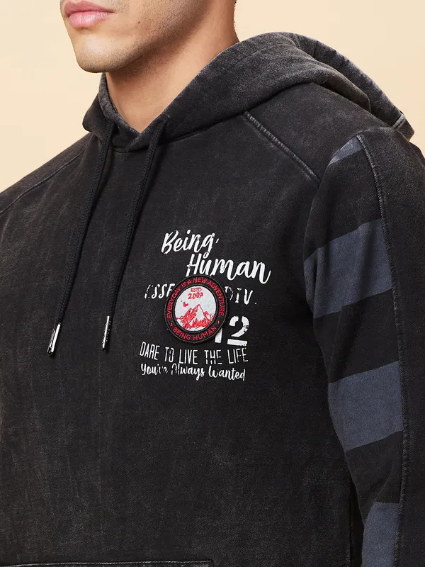Being Human Clothing Mens-Top Hoody Black