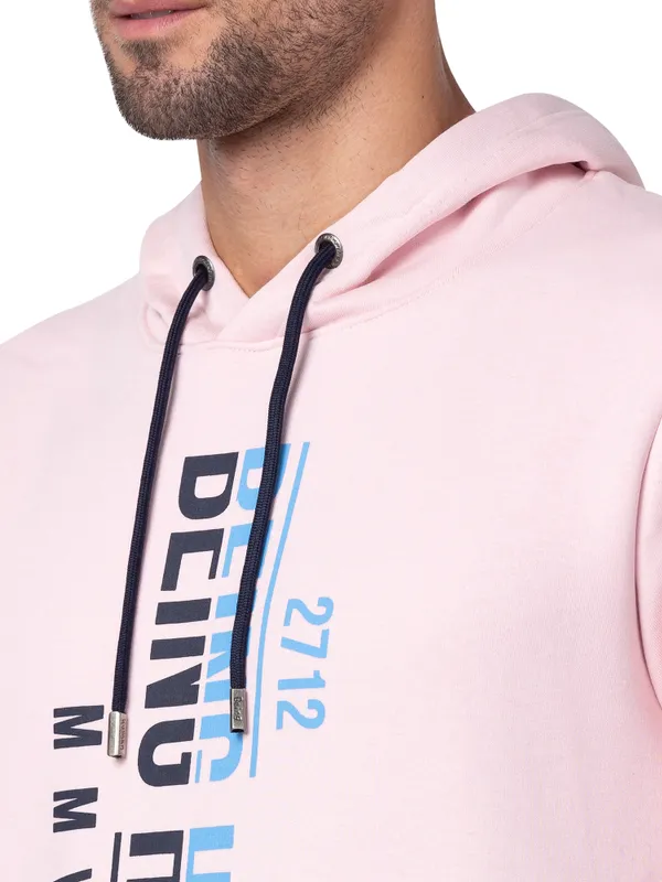 Being Human Regular Fit Men Hooded Hoody-Baby Pink