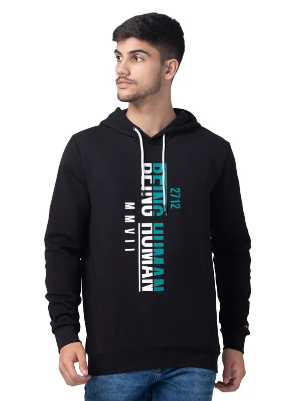 Being Human Regular Fit Men Hooded Hoody-Black