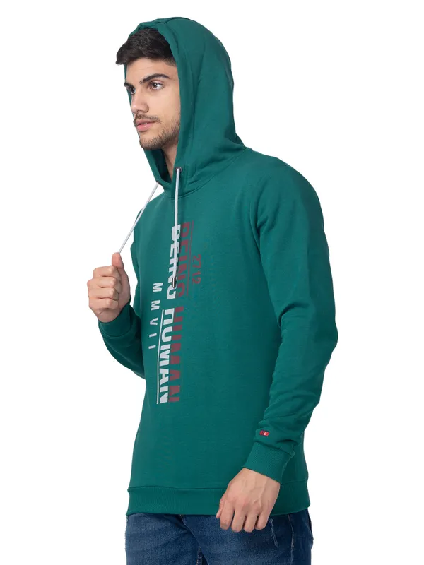 Being Human Regular Fit Men Hooded Hoody-Dk.Green