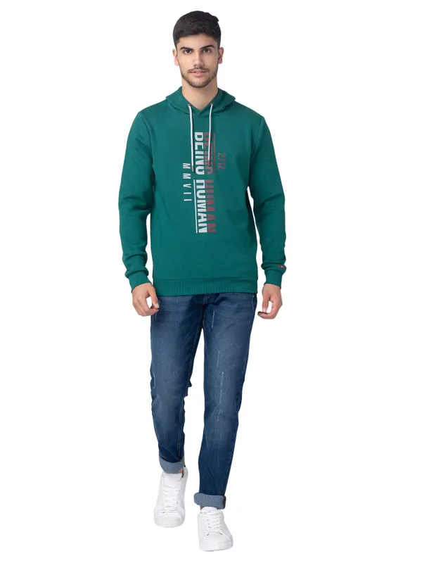 Being Human Regular Fit Men Hooded Hoody-Dk.Green