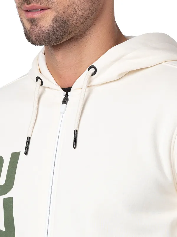 Being Human Regular Fit Men Hooded Hoody-Ecru