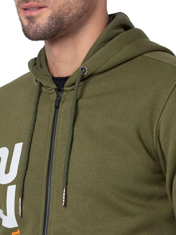 Being Human Regular Fit Men Hooded Hoody-Olive