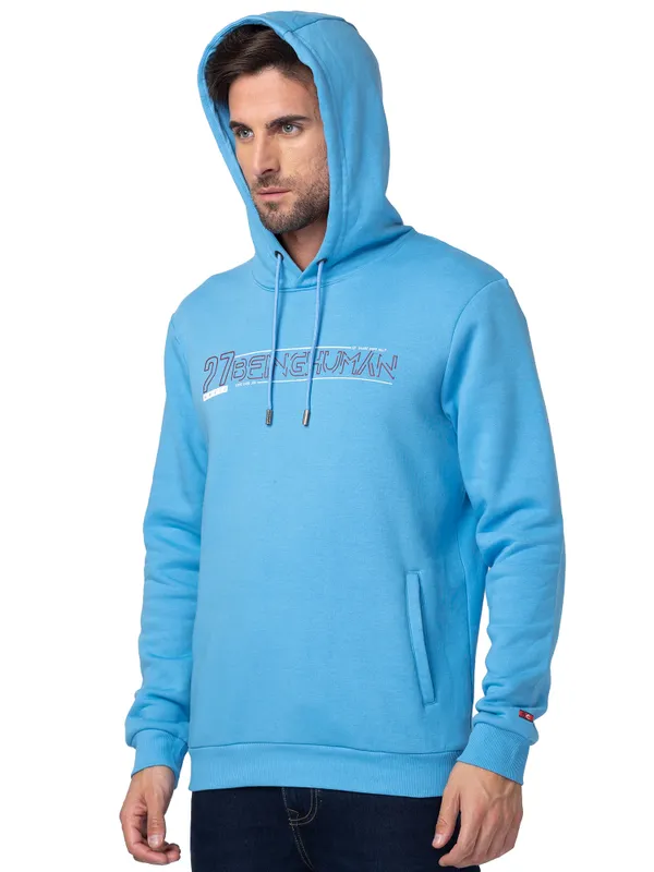 Being Human Clothing Men Regular Fit Hooded Hoody-Blue