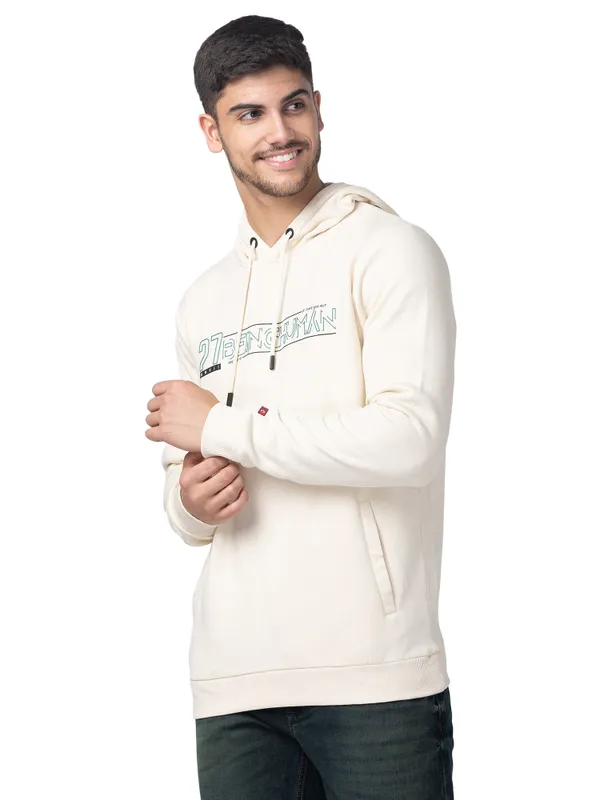 Being Human Clothing Men Regular Fit Hooded Hoody-Ecru