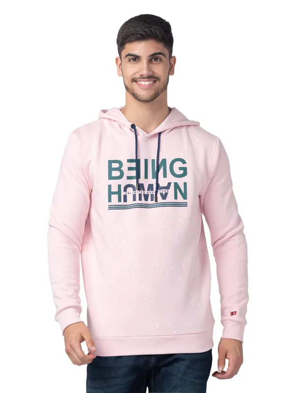 Being Human Regular Fit Men Hooded Hoody-Baby Pink