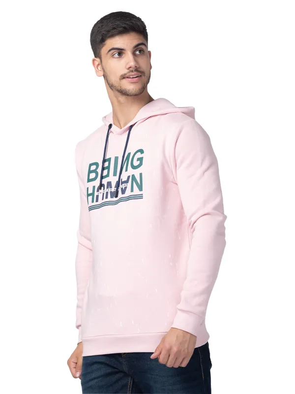 Being Human Regular Fit Men Hooded Hoody-Baby Pink