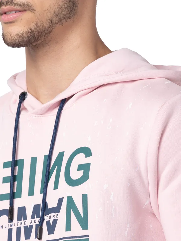 Being Human Regular Fit Men Hooded Hoody-Baby Pink