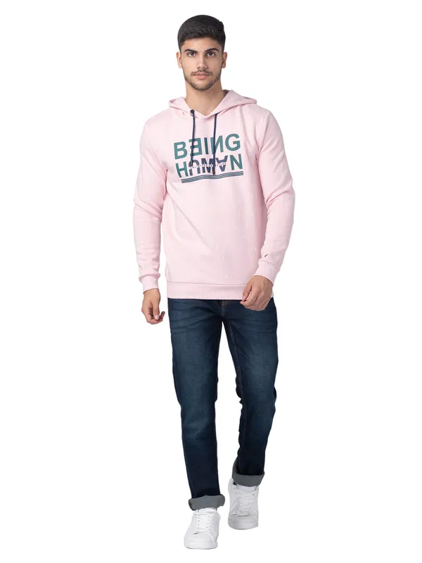 Being Human Regular Fit Men Hooded Hoody-Baby Pink