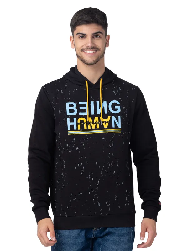 Being Human Regular Fit Men Hooded Hoody-Black