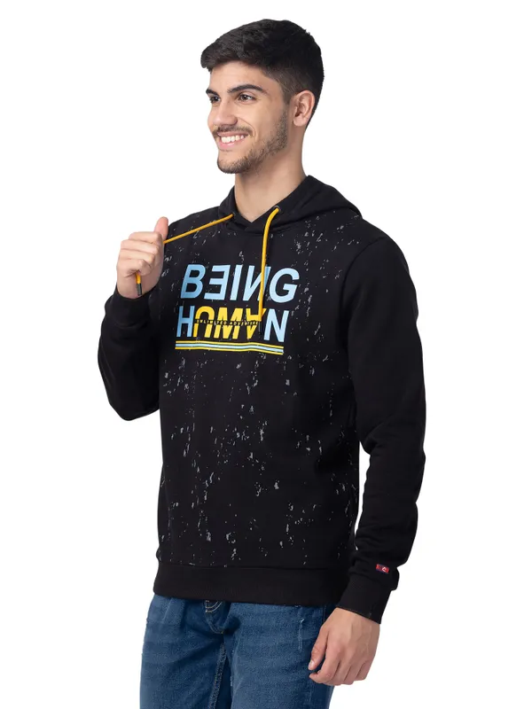 Being Human Regular Fit Men Hooded Hoody-Black