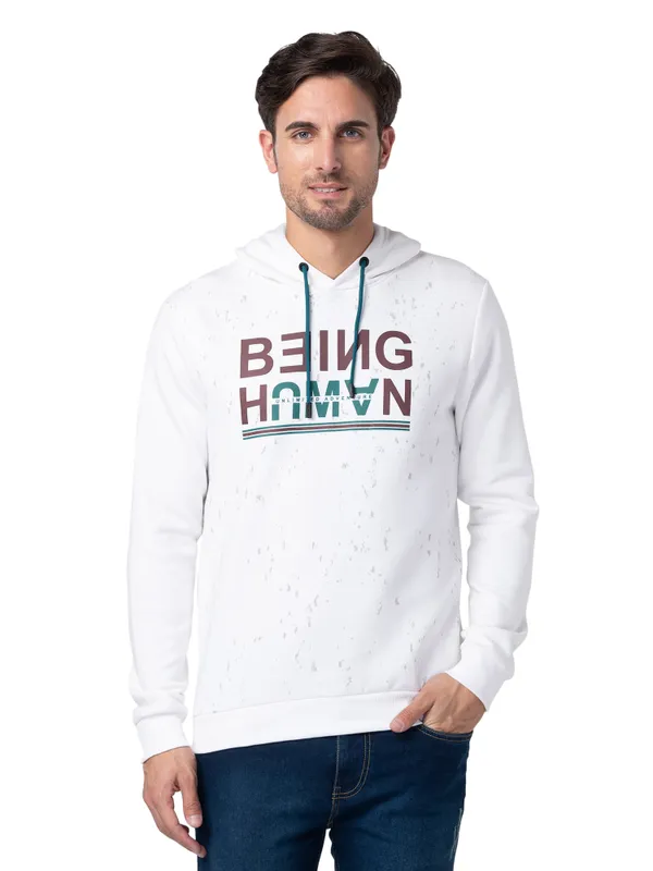 Being Human Regular Fit Men Hooded Hoody-White