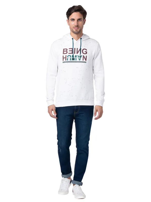 Being Human Regular Fit Men Hooded Hoody-White